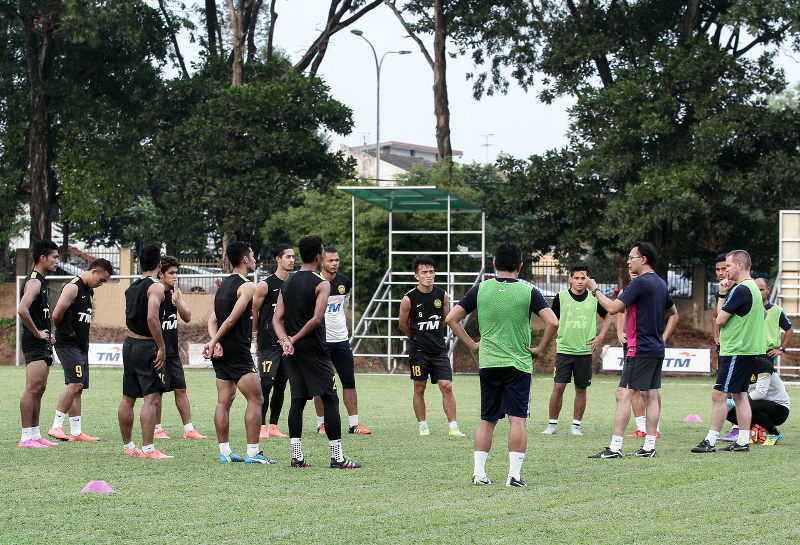 Harimau Malaysia players attend a training session at Wisma FAM Malaysia on March 18, 2016 to prepare for their match against Saudi Arabia in the last meeting of the 2018 World Cup qualifying campaign/2019 Asian Cup. u00e2u20acu201d Bernama pic