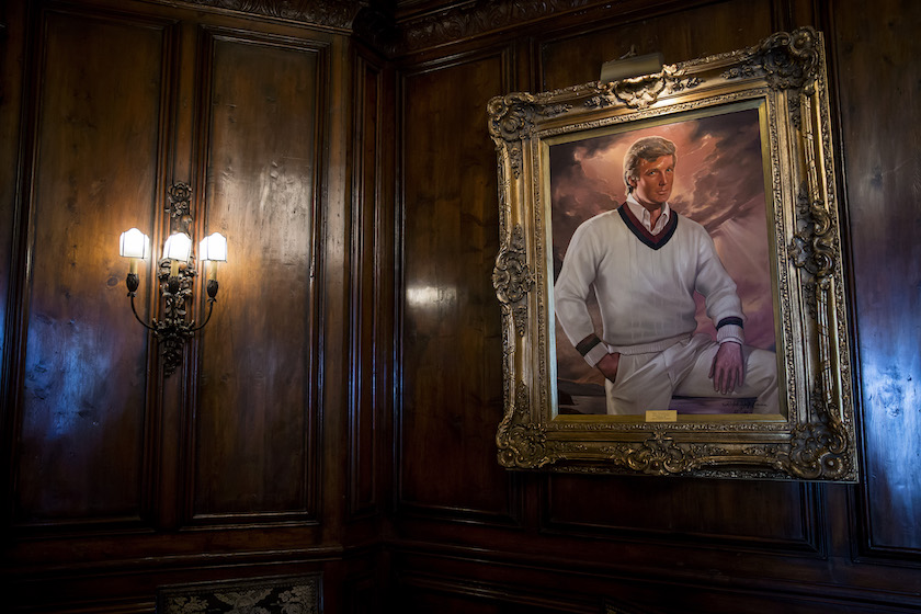A portrait of Donald Trump hangs in the bar at the Mar-a-Lago estate in Palm Beach, Florida, March 16, 2016. — Picture by Eric Thayer/The New York Times