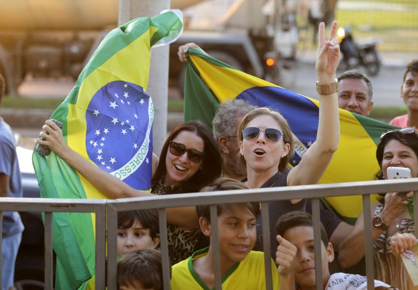 Fans of Brazil gesture in front of Hotel Bourbon in Luque city, ahead of the Brazil's World Cup qualifying match against Paraguay March 29, 2016. u00e2u20acu201d Reuters pic