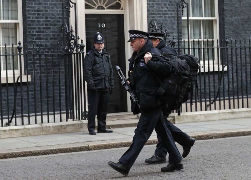 Armed police walk along Downing Street in London, Britain March 22, 2016. Britain's Prime Minister David Cameron said he would chair a crisis response meeting following explosions in Brussels. u00e2u20acu2022 Reuters pic