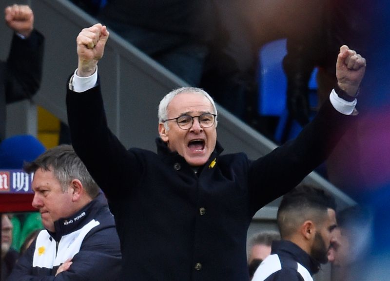 Leicester City manager Claudio Ranieri celebrates after the English Premier League match at Selhurst Park March 19, 2016. u00e2u20acu201d Reuters pic