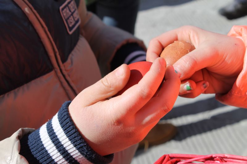 Brightly coloured Easter eggs are distributed to townspeople in Italy. u00e2u20acu2022 Picture by Francine Segan/Zester Daily