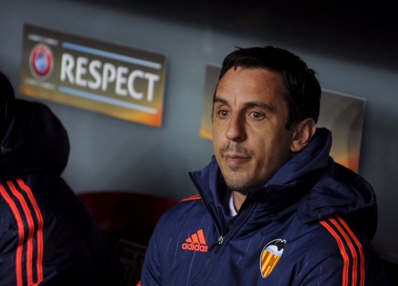 Athletic Bilbao v Valencia - UEFA Europa League Group Stage - Round of 16 first leg - San Mames stadium, 10/03/16. Valencia coach Gary Neville. REUTERS/Vincent West