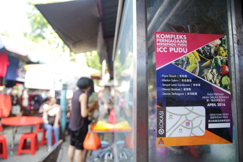 Around the Imbi market, notices have been put up to announce the pending move to ICC.