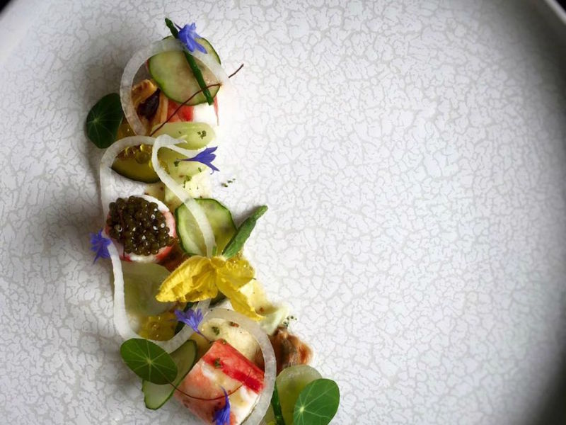 Corner House chef Jason Tanu00e2u20acu2122s salad made from king crab and caviar. u00e2u20acu201d TODAY pic