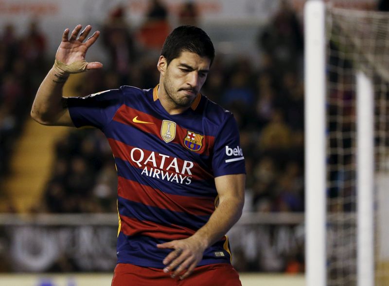 Barcelona's Luis Suarez reacts during La Liga match against Rayo Vallecano in Madrid March 3, 2016. u00e2u20acu201d Reuters pic