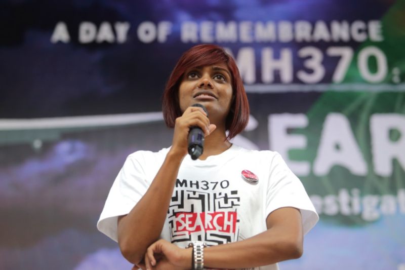 Grace Nathan gives a tribute to her mother who was a victim on the ill-fated MH370 flight, March 6, 2016. u00e2u20acu201d Picture by Choo Choy May