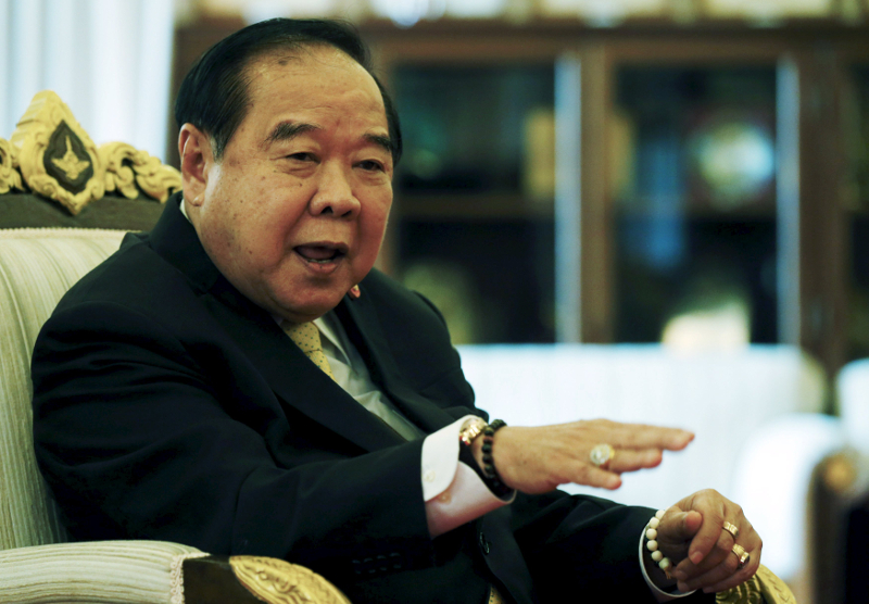 Thailand's Deputy Prime Minister and Defence Minister Prawit Wongsuwan gestures during an interview with Reuters at the Defence Ministry in Bangkok, Thailand, February 18, 2016. u00e2u20acu201d Reuters pic