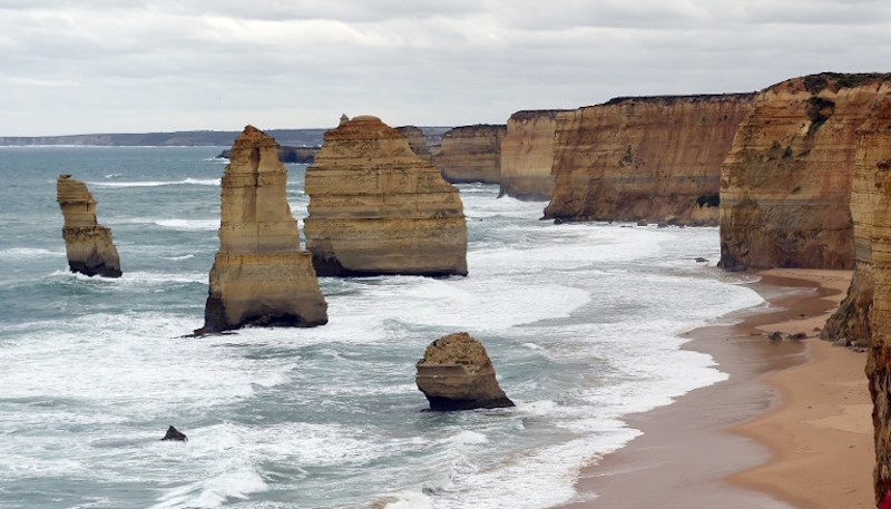 Waves crash into the base of natural limestone structures known as the Twelve Apostles off the shore of the Port Campbell National Park, by the Great Ocean road in Victoria, March 24, 2015. u00e2u20acu201d AFP pic