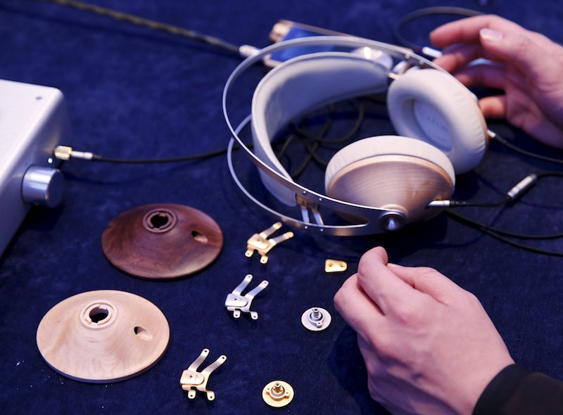 Customisable parts of a headphone are displayed at a booth during the CanJam headphone and personal audio expo in Singapore February 21, 2016. — Reuters pic