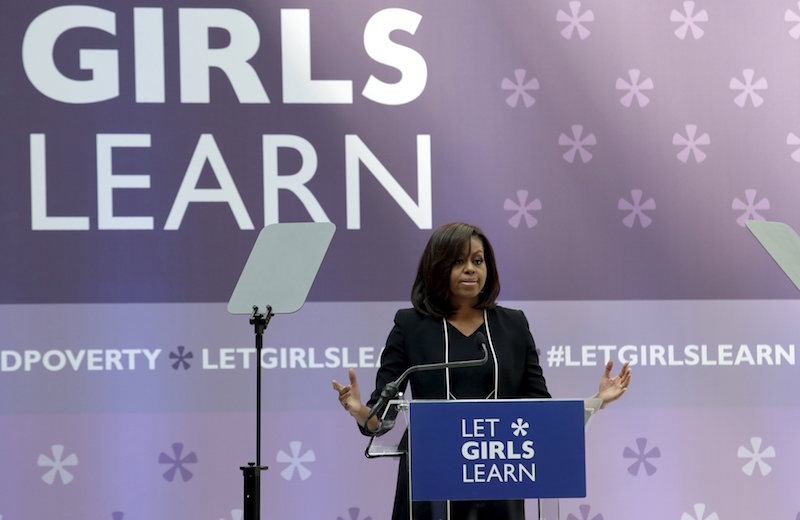 US first lady Michelle Obama delivers remarks at the u00e2u20acu02dcLet Girls Learnu00e2u20acu2122 initiative event in advance of the IMF/World Bank spring meetings in Washington April 13, 2016. u00e2u20acu201d Reuters picn