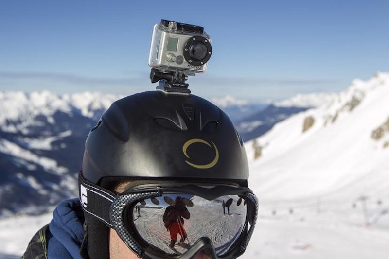 A GoPro camera is seen on a skieru00e2u20acu2122s helmet as he rides down the slopes in the ski resort of Meribel, French Alps, January 7, 2014. u00e2u20acu201d Reuters picn