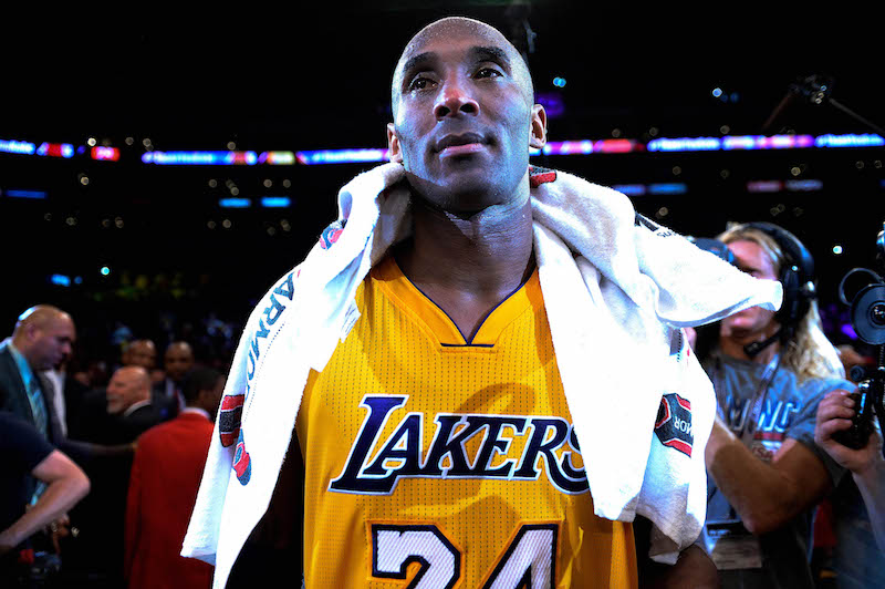 Los Angeles Lakers forward Kobe Bryant looks on after the Lakers defeat of the Utah Jazz 101-96 at Staples Centre in Los Angeles, April 13, 2016, in Bryant's final game of his career. u00e2u20acu201d Robert Hanashiro-USA TODAY Sports via Reuters 
