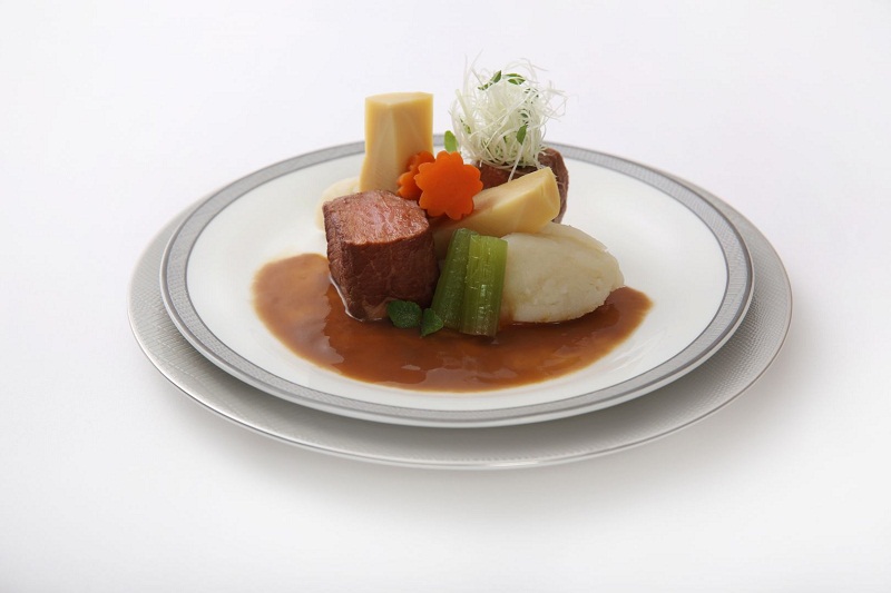 Meanwhile chef Yoshiro Murata offers this sous video miso simmered beef Yamato-style with Nimono Vegetables and Potato.