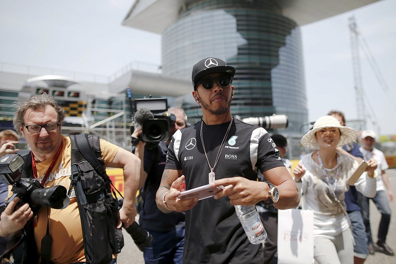 Mercedes Formula One driver Lewis Hamilton of Britain before the Chinese Grand Prix, in Shanghai, April 17, 2017.