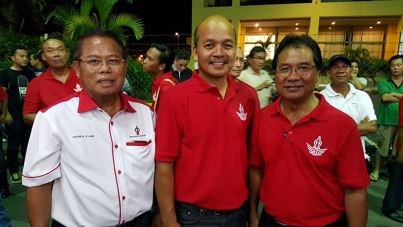 Three of the new faces to be fielded in the Dayak-majority seats. From left are Andrew Nyabe (Kedup), Sanjan Daik (Mambong) and Edward Andrew Luak (Bukit Semuja). u00e2u20acu201d Picture by Sulok Tawie 