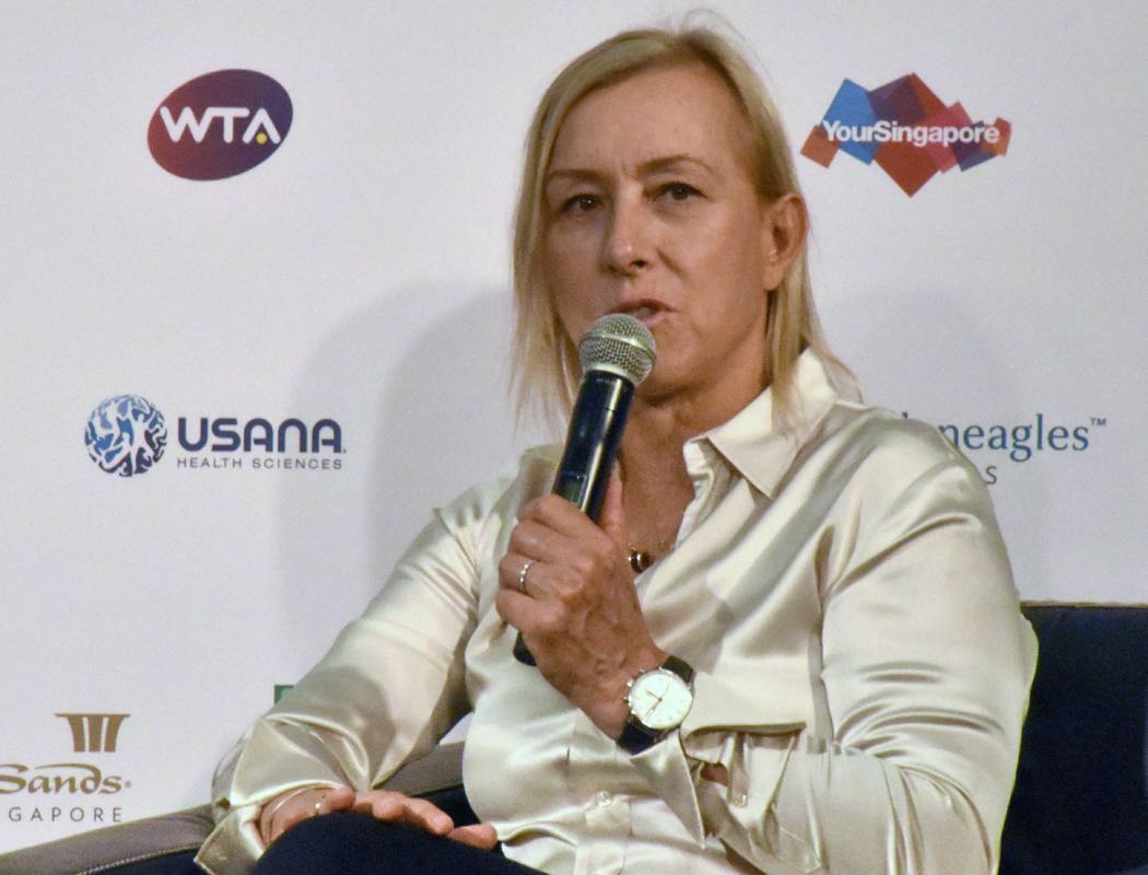 Womenu00e2u20acu2122s tennis legend Martina Navratilova (right) attends a promotional event for this yearu00e2u20acu2122s WTA Finals in Singapore on April 28, 2016. u00e2u20acu201d AFP pic