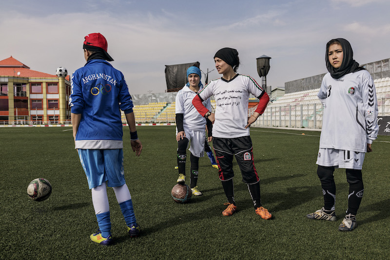 Members of the adult and under 17 national women’s football team, which last played internationally in 2014, during training in Kabul March 13, 2016. — Picture by Adam Ferguson/The New York Times