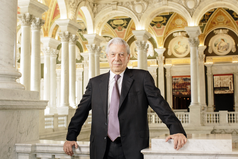 In this photo released April 14, 2016, author Mario Vargas Llosa stands at the Library of Congress in Washington, where he was presented the Living Legend award on April 11, 2016. u00e2u20acu201d Picture by Lexey Swall/The New York Timesn
