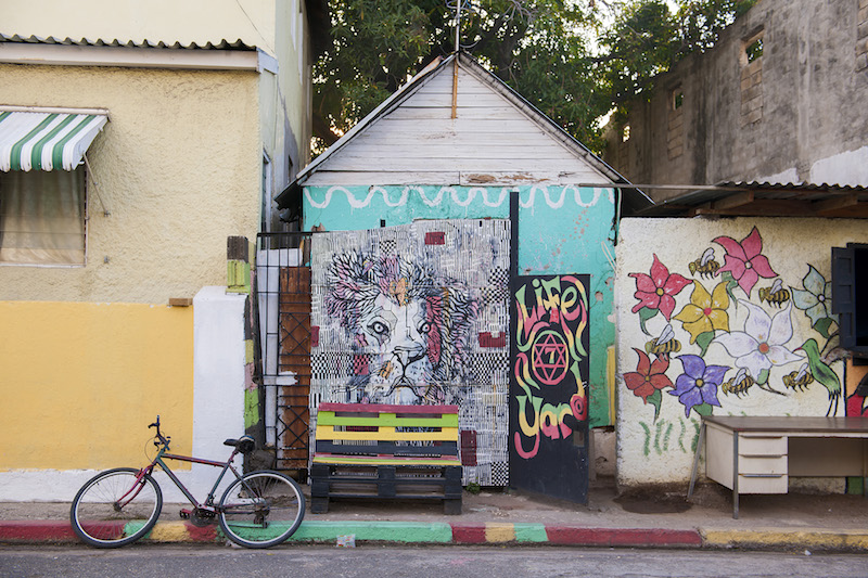 Murals at the entrance to Life Yard, an urban farm and restaurant in Kingston, Jamaica, March 17, 2016. u00e2u20acu201d Picture by Robert Rausch/The New York Timesn