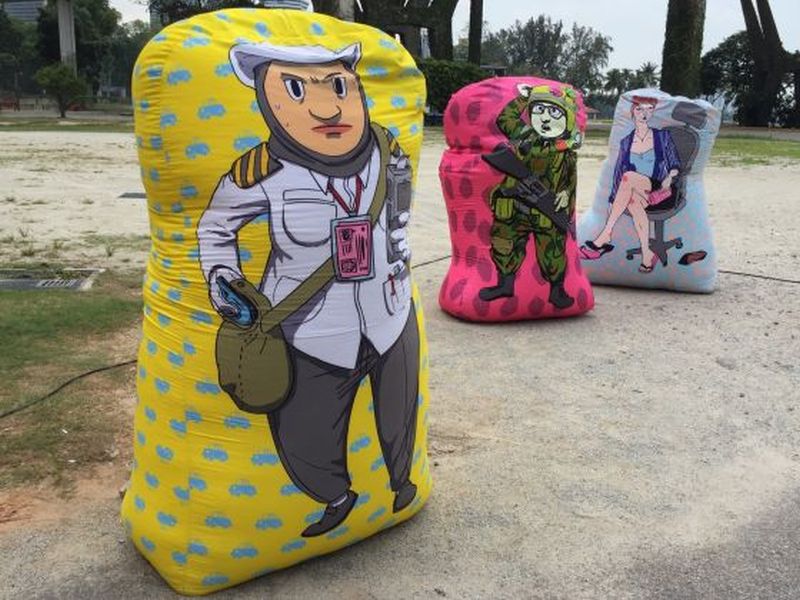 Cloth beanbag works from Affordable Art Fair Singapore's The Singapore March. 