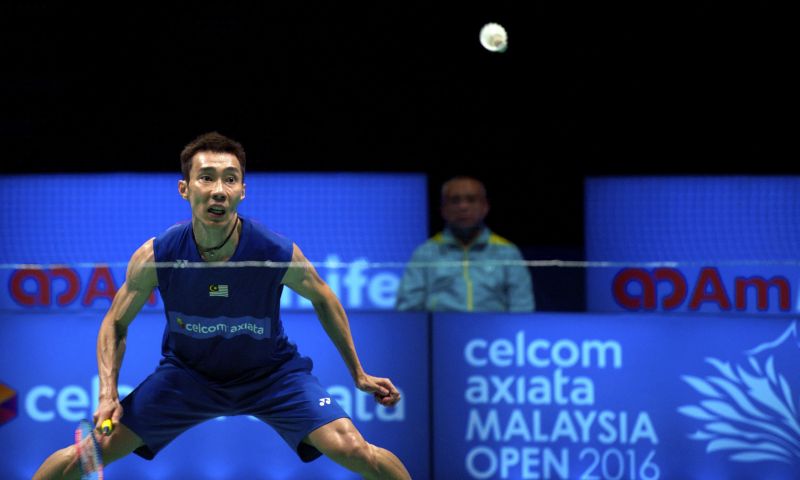 Lee Chong Wei quarterfinals 2016 Malaysia Open Badminton Championship, Malawati Stadium, Shah Alam, April 8, 2016, versus Denmarku00e2u20acu2122s Viktor Axelsen winning 21-14, 21-13. Bernama pic