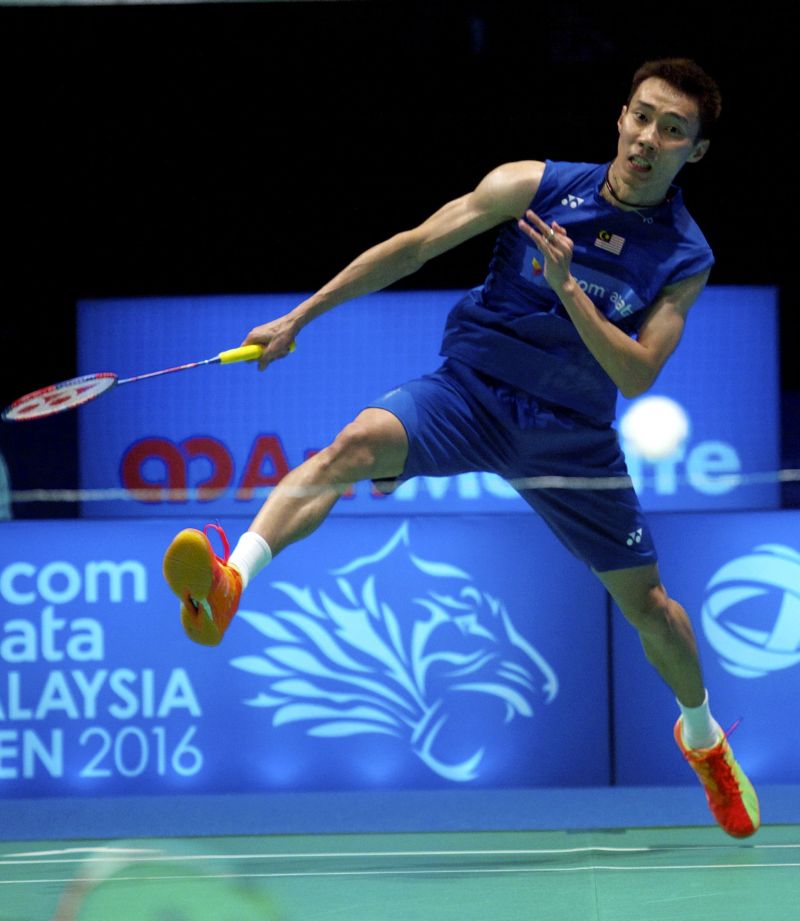 Lee Chong Wei quarterfinals 2016 Malaysia Open Badminton Championship, Malawati Stadium, Shah Alam, April 8, 2016, versus Denmarku00e2u20acu2122s Viktor Axelsen winning 21-14, 21-13. Bernama pic