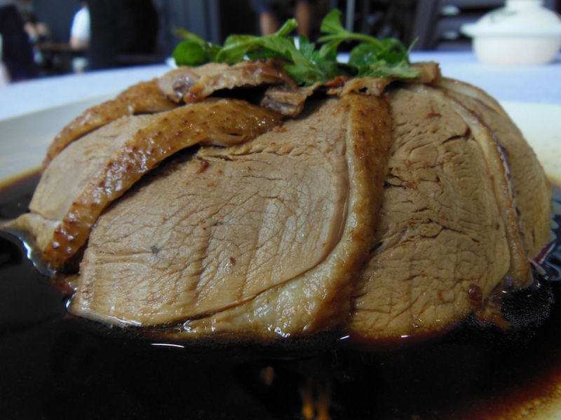 The dish of braised goose here uses goose imported from Hungary. — TODAY pic