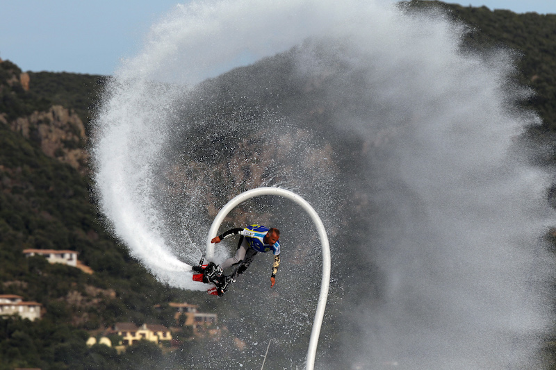 By using the hydro-propulsion, riders can perform a variety of tricks and movements on a Water Flight Device (WFD) Flyboard. u00e2u20acu201d Handout via AFPn