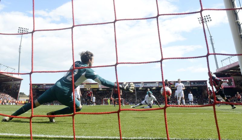 AFC Bournemouth v Liverpool - Barclays Premier League - Vitality Stadium - 17/4/16 Joshua King scores the first goal for Bournemouth Reuters / Toby Melville Livepic
