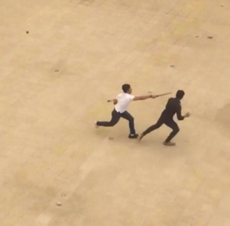 A screengrab from a video by YouTube user Nicholas Chia of an alleged slashing at ITE College West. u00e2u20acu201d TODAY pic