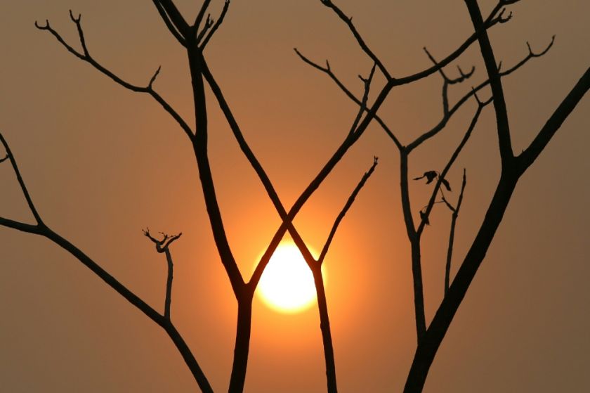 Sunrise, enveloped in the morning haze, is captured outside the Kuala Lumpur Court earlier today. u00e2u20acu201d Picture by Saw Siow Feng