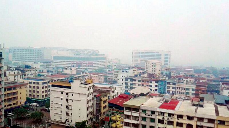 Kota Kinabalu is shrouded in thick haze prompting schools to be closed, April 4, 2016. u00e2u20acu201d Bernama pic