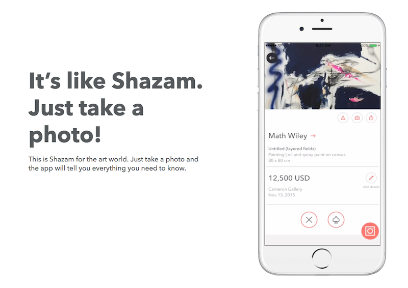 The app displays the artwork, along with other details like title, attribution, dimension, price and a history of past work and exhibitions by the artist. — Screen grab from Magnus.net
