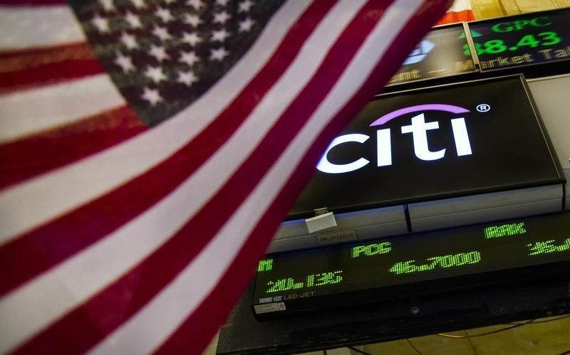 A Citigroup logo is pictured from the floor of the New York Stock Exchange July 9, 2014. REUTERS/Brendan McDermid