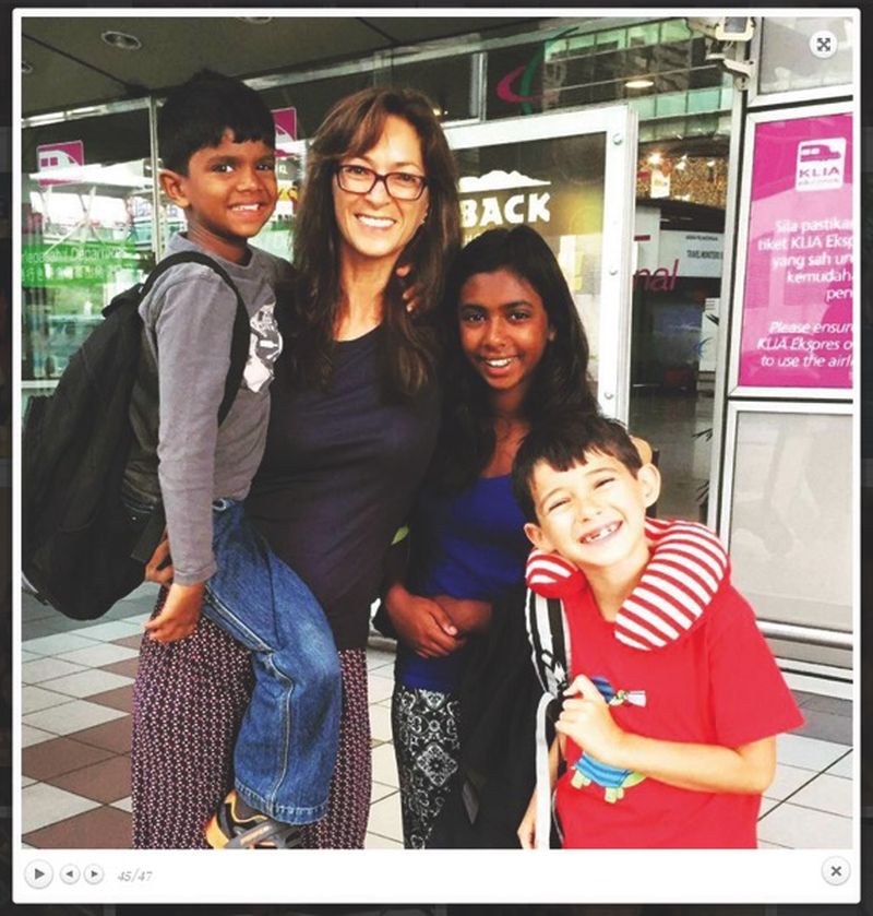 Former Miss Malaysia/World 1991 Samantha Schubert with her children (from left) Harry, Jodie and Thomas.