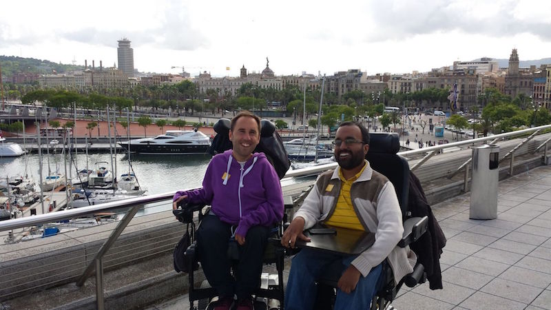 Srin and his friend Martyn Sibley in Barcelona. The duo first started an online magazine ‘Disability Horizons’ before Accomable. — Handout via Today