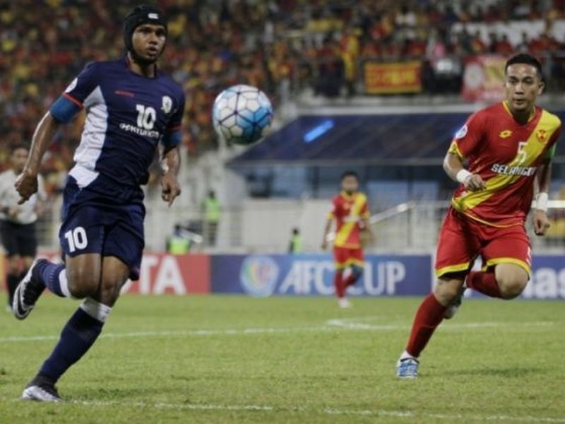 Tampines Rovers striker Fazrul Nawaz (left) in action against Malaysian side Selangor in their AFC Cup match in March. u00e2u20acu2022 TODAY pic