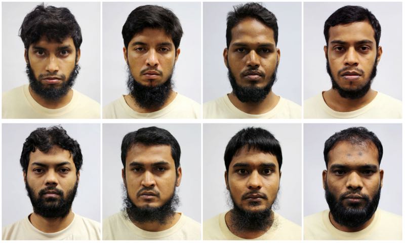 The eight Bangladeshi nationals who were detained in Singapore for terror-related activities. u00e2u20acu2022 Ministry of Home Affairs Singapore /TODAY 