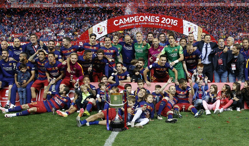 Barcelona celebrate after winning the Copa del Rey Final in Madrid, Spain May 22, 2016. u00e2u20acu201d Reuters pic
