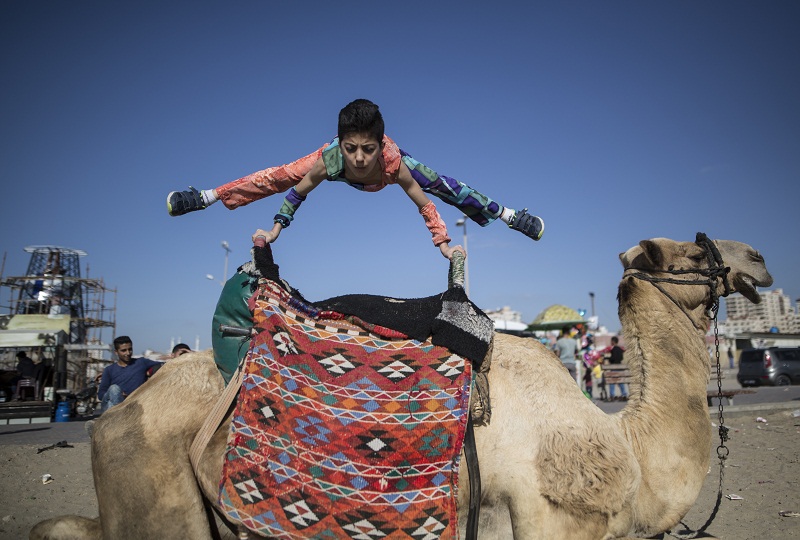 Palestinian teenager Mohammed al-Sheikh, 12, shows his skills in Gaza city on April 28, 2016. u00e2u20acu201d AFP pic