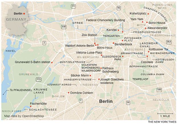 Living in Berlin requires reckoning with the past. And yet the German capital doesn’t allow you to linger too long over the dark side of its history. — Map by The New York Times