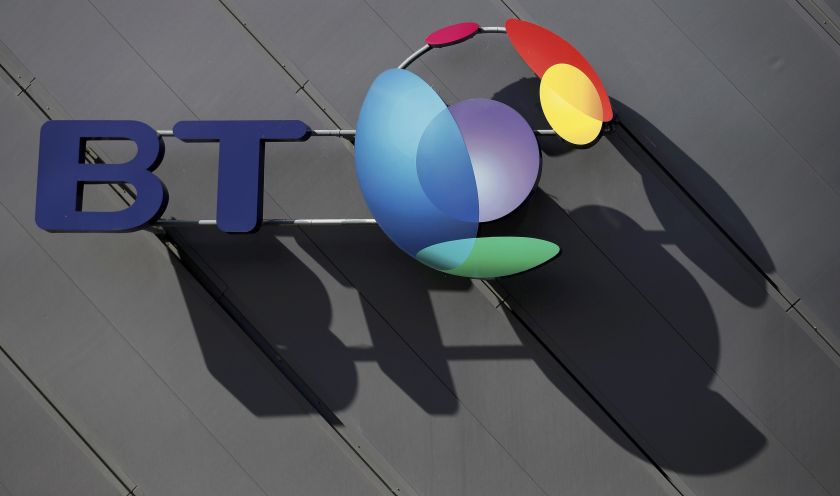 A BT company logo hangs on the side of a convention centre in Liverpool, Britain April 9, 2016. u00e2u20acu2022 Reuters pic 