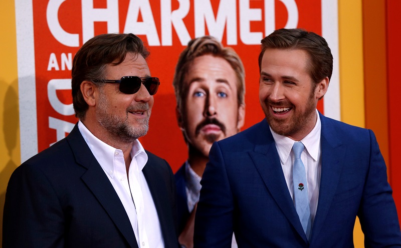 Cast members Russell Crowe (left) and Ryan Gosling pose at the premiere of u00e2u20acu02dcThe Nice Guysu00e2u20acu2122 in Hollywood May 10, 2016. u00e2u20acu201d Reuters pic