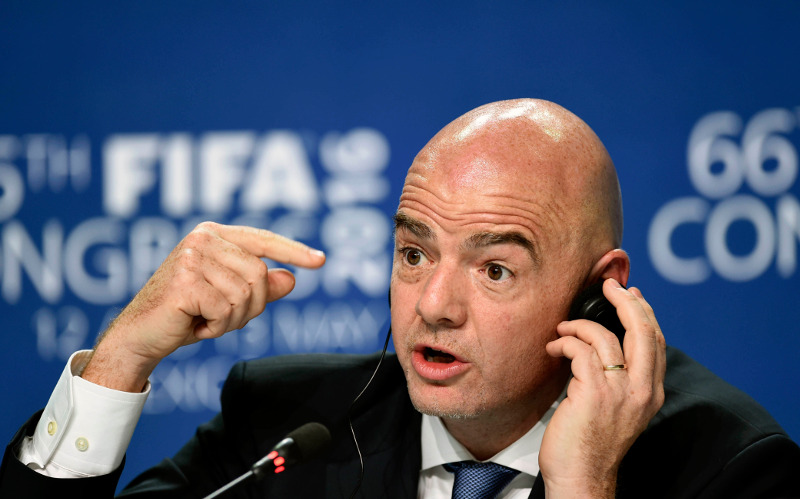 File picture shows Fifa president Italian Gianni Infantino answering questions during a press conference at the end of the 66th Fifa Congress at the Centro Banamex in Mexico City on May 13, 2016. u00e2u20acu201d AFP pic
