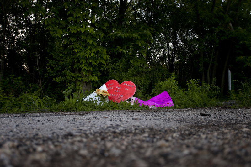 A memorial sits near the woods where two 12-year-olds are accused of stabbing a friend 19 times, in Waukesha, Wisconsin, June 5, 2014. The girl survived. u00e2u20acu201d Picture by Armando L. Sanchez/The New York Times