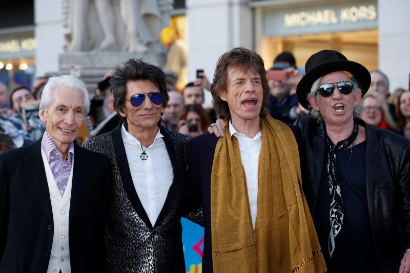 Members of the Rolling Stones (from left) Charlie Watts, Ronnie Wood, Mick Jagger and Keith Richards arrive for the 'Exhibitionism' opening night gala at the Saatchi Gallery in London, Britain April 4, 2016. u00e2u20acu201d Reuters pic