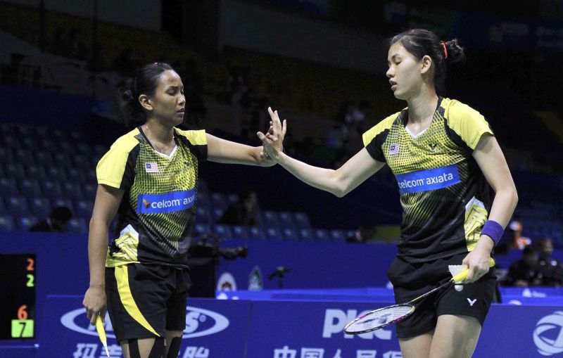 Uber Cup group match Malaysia v Spain May 18, 2016, Kunshan, China, Amelia Alicia Anscelly (left) and Woon Khe Wei bt Clara Azurmendi/Laia Oset 21-12, 21-13 for winning point for Malaysia 3-2. BERNAMA (2016) 