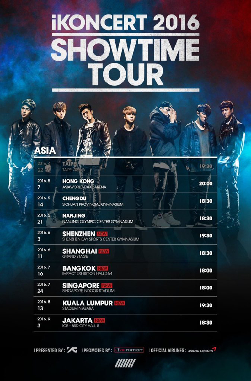 iKON first ever Asian tour will include countries like China, Thailand, Singapore, Indonesia and Malaysia. — Picture via Facebook/iKON