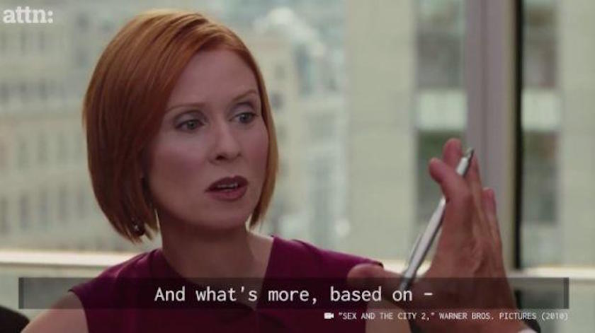 Miranda from ‘Sex in the City’ being mansplained during a business meeting. — Screen grab from Facebook Video